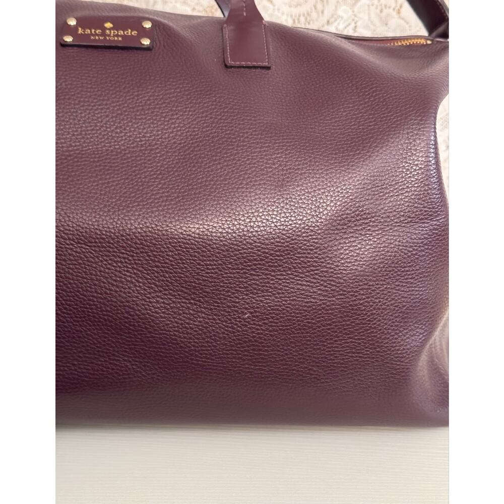 Kate Spade Filipa Mahogany Pebbled Leather Weekender Duffel Travel Bag - Picture 5 of 16